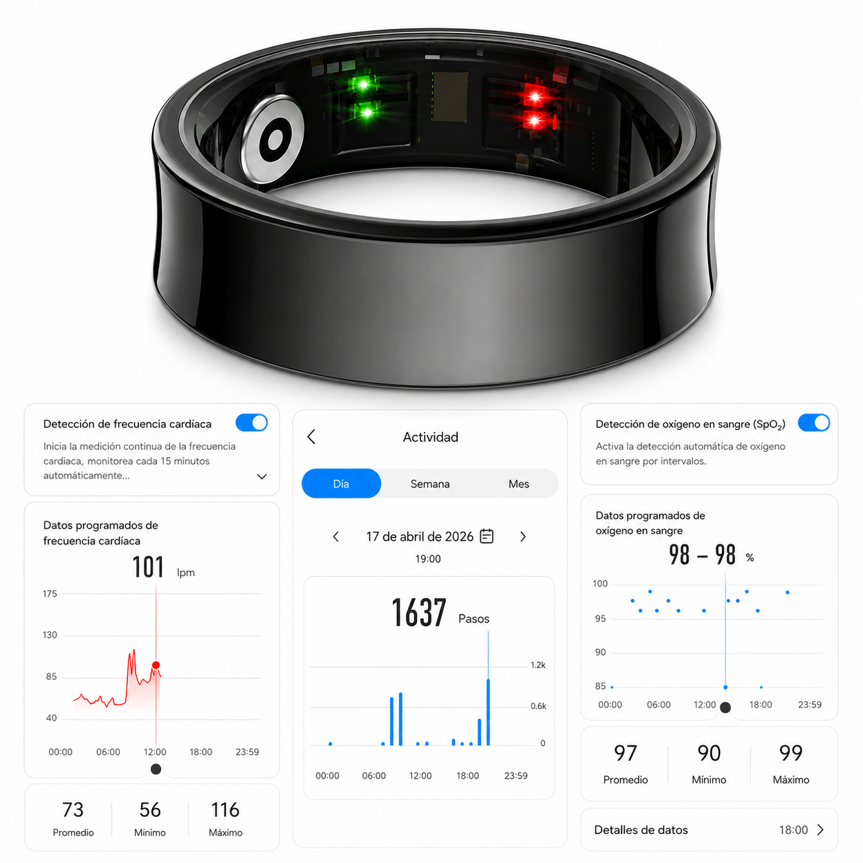 ZAID Smart Ring — acabado y materiales